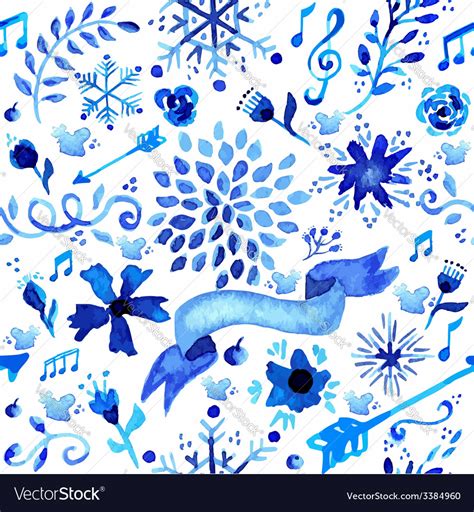 Hand Drawn Watercolor Flower Pattern Royalty Free Vector