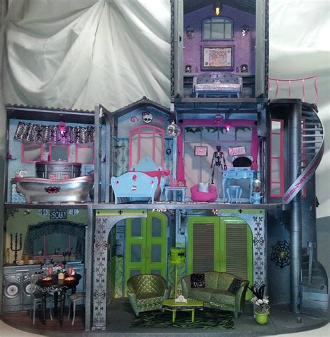 Ooak Custom Monster High School Doll House W Furniture And Accessories