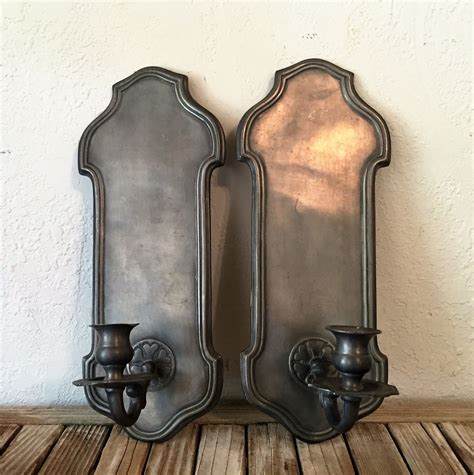 Pair Of Vintage Handcrafted Italian Pewter Wall Sconce Sconces Wall