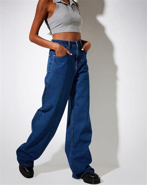 Extra Wide Jeans In Classic Blue Wide Jeans Blue Denim Jeans Outfit