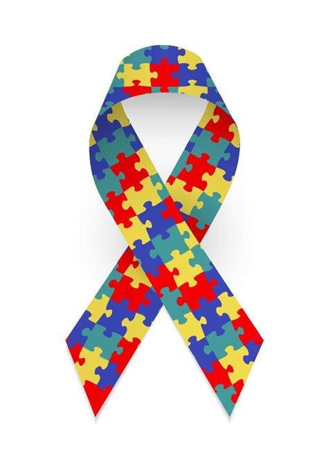 Colorful Satin Puzzle Ribbon As Symbol Autism Awareness 4972116 Vector