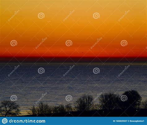 Early Winter Sunrise Over Lake Michigan 2 Stock Image Image Of