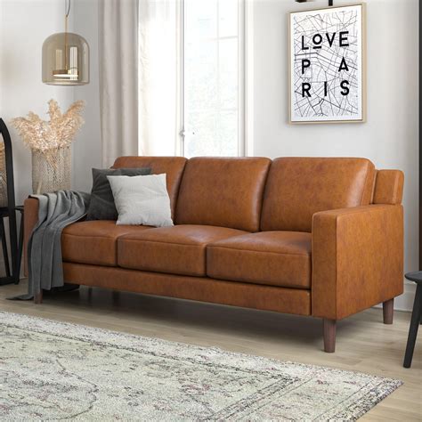 Dhp Bryanna 3 Seater Sofa Camel Faux Leather