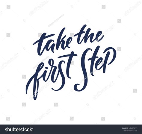 Handwritten Calligraphy Take First Step Business Stock Vector Royalty