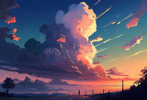 Sunset Clouds Anime Stock Illustrations 2029 Sunset Clouds Anime