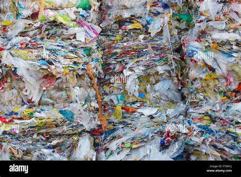 Plastic Trash Compressed And Piled Stock Photo Alamy