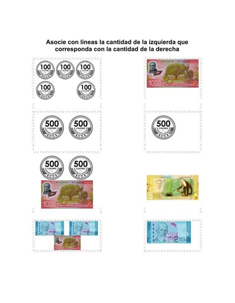 Monedas De Costa Rica Worksheet