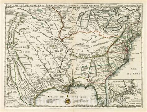Historic Map Carte De La Louisiane Et Du Cours Du Mississipi Avec Le