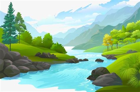 Landscape Vector Beautiful Scenery Png And Vector With Transparent
