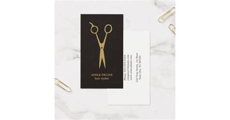 Minimalist Grey Gold Scissor Hair Stylist Business Card Zazzle