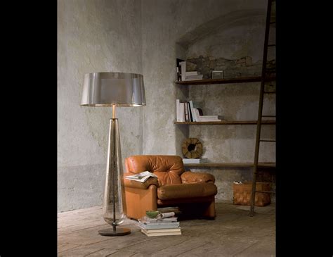 Luxury Italian New Classic Floor Lamp In Clear Glass Penta Collection