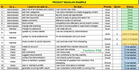 Agile User Story Template Excel