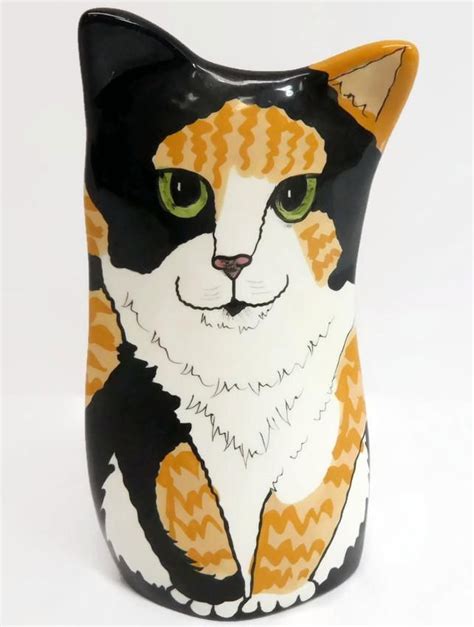 Calico Cat Figurine Calico Ceramic Collection Cat Pottery Ebay Hand