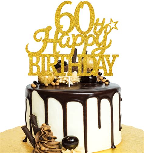 Buy Happy 60th Birthday Cake Topper Gold Glitter 60th Birthday Party