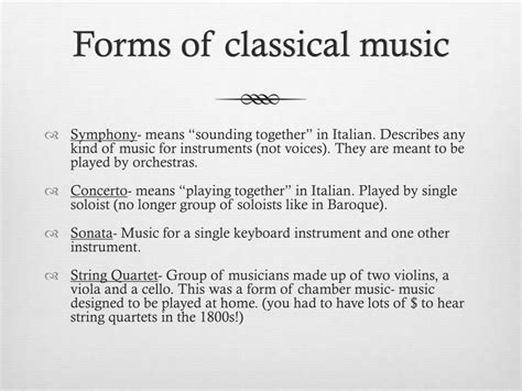 For example, a rondo is based on alternation between familiar and novel sections (abaca); PPT - Classical Music PowerPoint Presentation, free download - ID:2370214