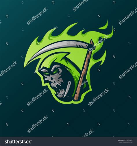 Vektor Stok Grim Reaper Mascot Logo Design Vector Tanpa Royalti
