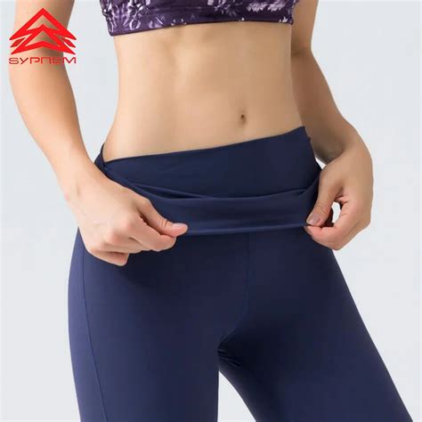 Syprem Double Stack Waist Yoga Leggings Women Fitness Sports Tights Super Elastic Slim Pants