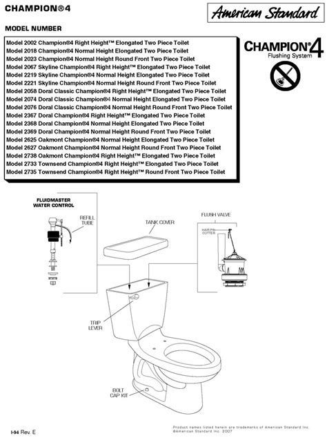 American Standard Toilet Repair Parts For Champion Series 57 Off