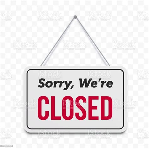 Closed Hanging Door Sign Vector Isolated Sorry We Are Closed Red Text
