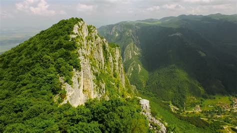 Aerial Of Beautiful Mountain Range Fly Over High Cliffs