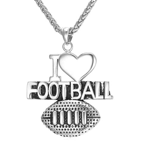 Football Pendant With Chain Stainless Steel Sport Jewelry Personalized