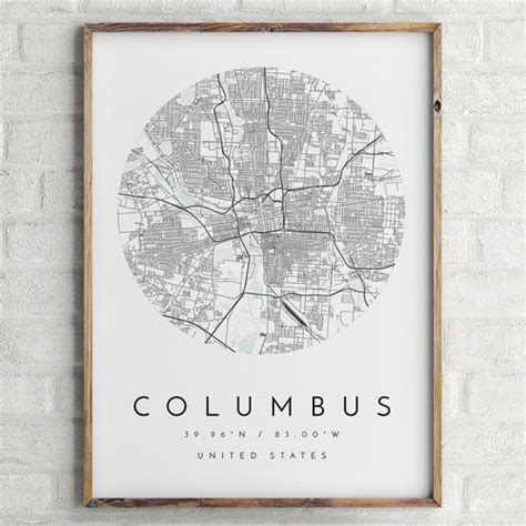 Columbus Ohio Map Minimalist Map Columbus Print Columbus Etsy