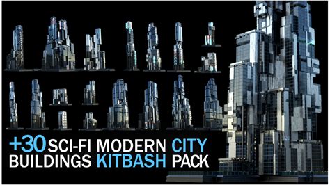 Artstation 30 Sci Fi Modern City Buildings Kitbash Pack Resources