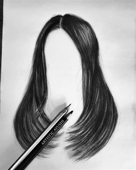 Realistic Long Straight Hairs Drawing Long Straight Hair Straight