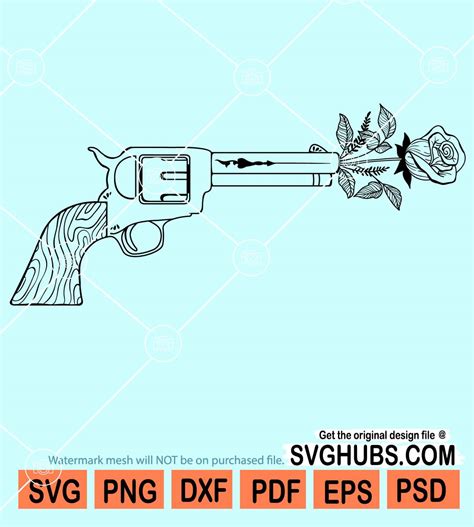 Floral Vintage Revolver Pistol Svg Floral Pistol Gun Svg Floral