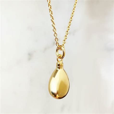 K Plated Gold Teardrop Necklace For Ashes Teardrop Ashes Etsy