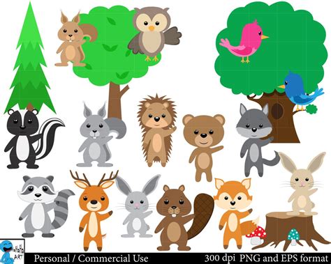 Forest Animals Set Clipart Digital Clip Art Graphics Etsy Digital