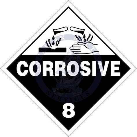 Placard Class 8 Corrosive Domestic Standard Worded Amnautical