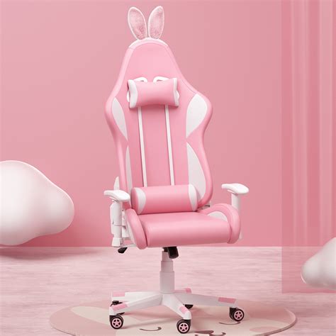 Autofull Pink Gaming Chair Pu Leather High Back Ergonomic Racing Office Desk Computer Chairs