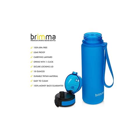 Brimma Premium Sports Water Bottle With Leak Proof Flip Top Lid 18 Oz