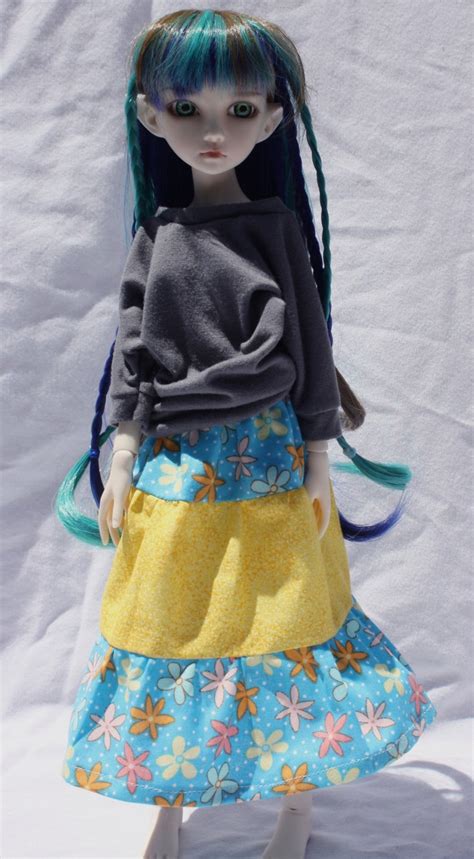Blue And Yellow Floral Bjd Skirt Slim Msd Tired Skirt Etsy