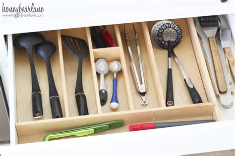 Kraftmaid® angled utensil drawer organizers Organized Kitchen Drawers - HoneyBear Lane