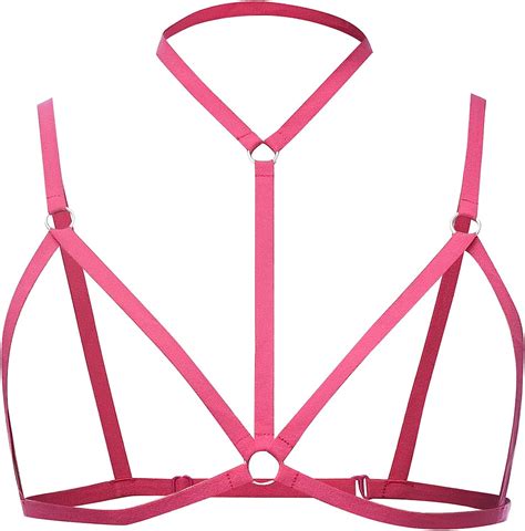 Buy Sexy Lingerie Womens Strappy Cage Bra Hollow Out Harness Bras Clear Sheer Elastic Cupless
