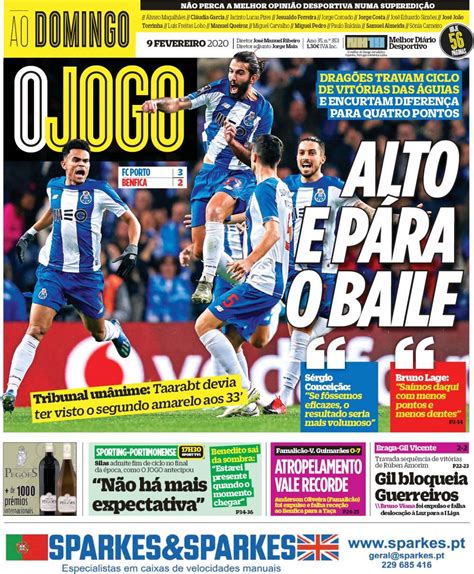 Capa Jornal O Jogo 9 Fevereiro 2020 Capasjornaispt