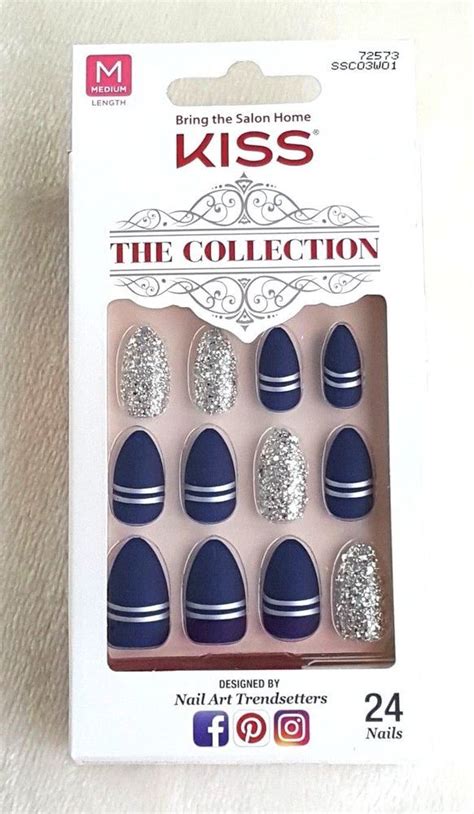 Kiss The Collection 24 Glue On Nails Medium 72573 Kiss Kiss Glue On