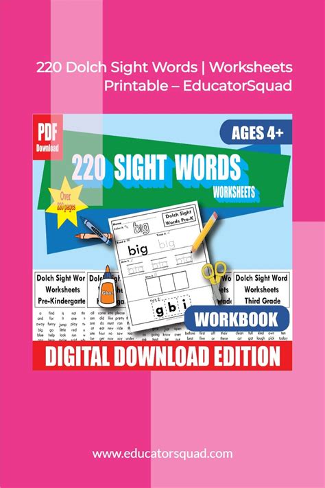 220 Dolch Sight Word Kindergarten 3rd Grade Dolch Sight Word Worksheets