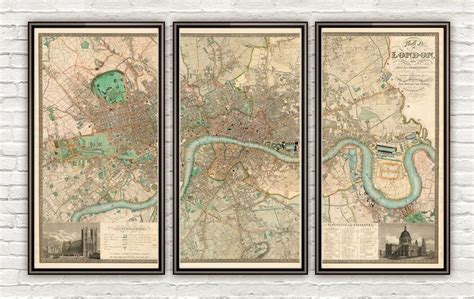 Old London Map 1830 England Vintage Map Vintage Maps Old Map London Map