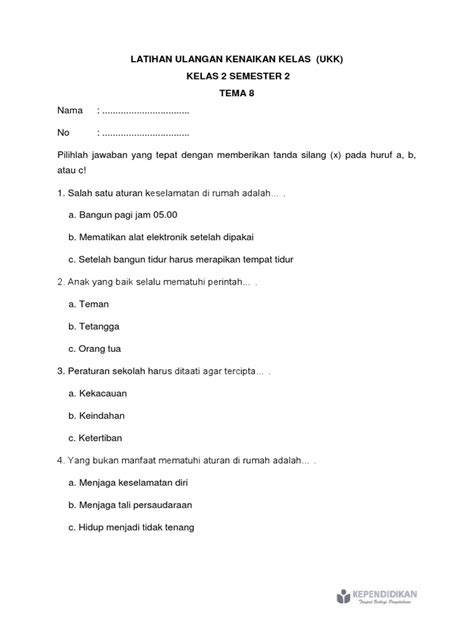Home » soal latihan kelas 8 » latihan soal ukk kelas 8 semester 2. Soal Ukk Kelas 2 Semester 2 Tema 8