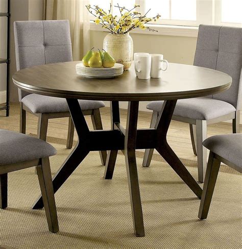 Shop our best selection of kitchen & dining room table sets with bench to reflect your style and inspire your home. Abelone Round Dining Table (Gray) by Furniture of America | FurniturePick