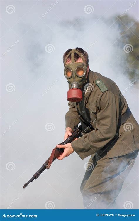 German Soldier In Gas Mask Ww2 Reenacting Stock Photo Image Of
