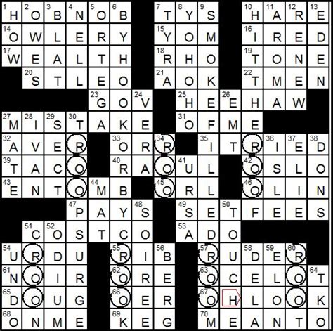 L A Times Crossword Corner Tuesday May Jeff Chen
