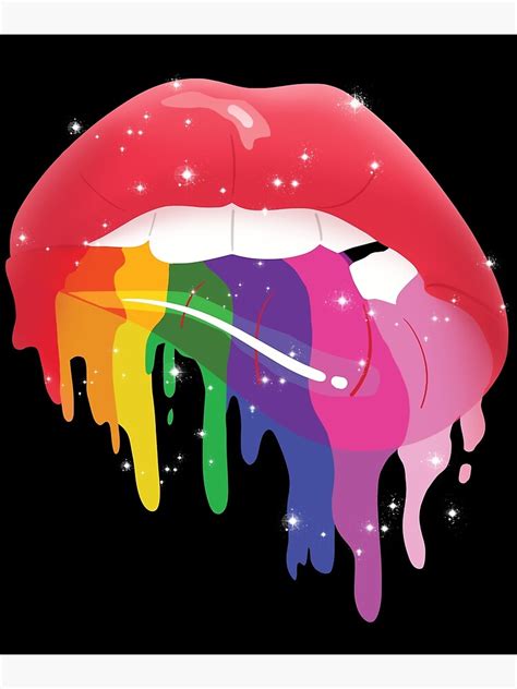 lgbt glossy rainbow gay pride dripping lips graphic poster by lisbob redbubble