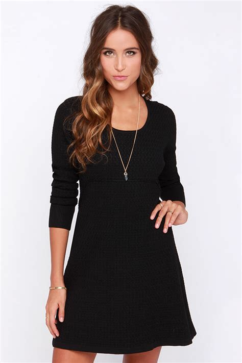Black Dress Sweater Dress Long Sleeve Dress 7700 Lulus