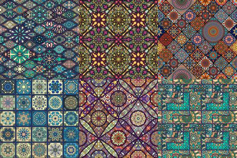 Tile mosaic seamless patterns set (110443) | Patterns | Design Bundles