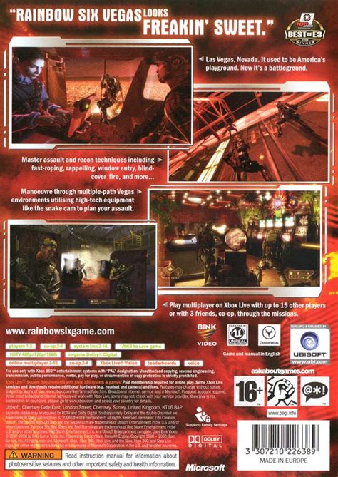 Tom Clancys Rainbow Six Vegas 2006 Xbox 360 Box Cover Art Mobygames