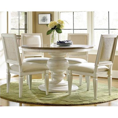 Country Chic 5 Piece Round White Dining Room Set Round Dining Room